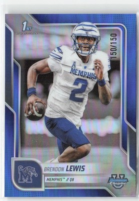 Brendon Lewis 2025 Bowman University Chrome Blue Refractor #/150 #46 Memphis