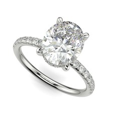 1.75 Ct Oval Cut Diamond Engagement Ring VS1 D White Gold 14k