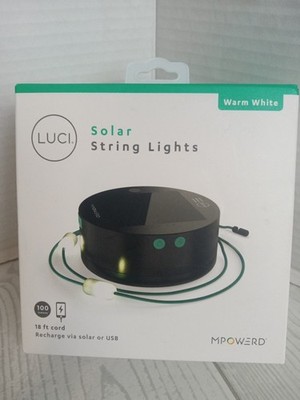 MPOWERD Luci 18' Solar String Lights 20 LEDs 100 Lumens New Sealed 