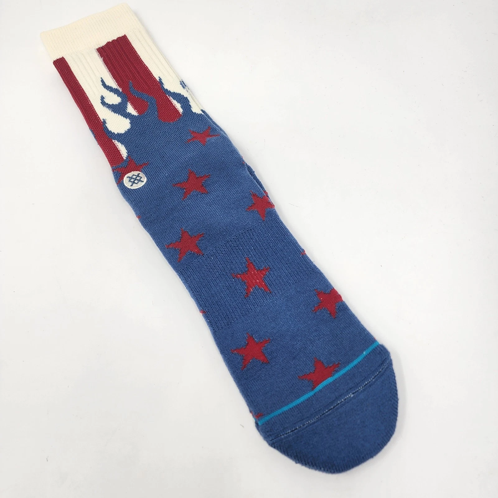 Stance Pride Crew Socks Men's L Navy Blue Red Stars Flame Unisex Stretch