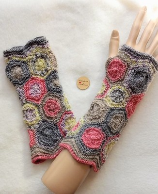 Armstulpen,  Pulswärmer, Handstulpen, handgestrickt, Patchwork  