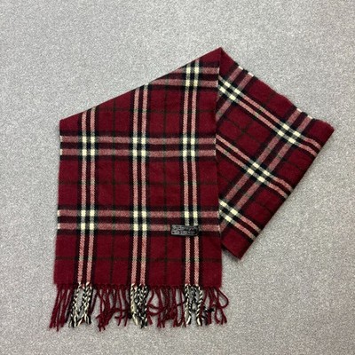 Burberry London Schal 58x12 cm rot Nova Check 100% Lammwolle England Made