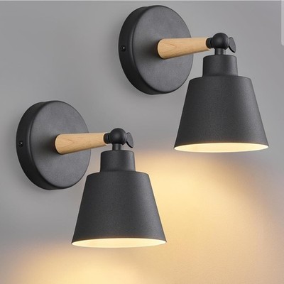 Modern Macaron Black Wall Sconces Set of Two Indoor Wall Light Iron Art Lamps...