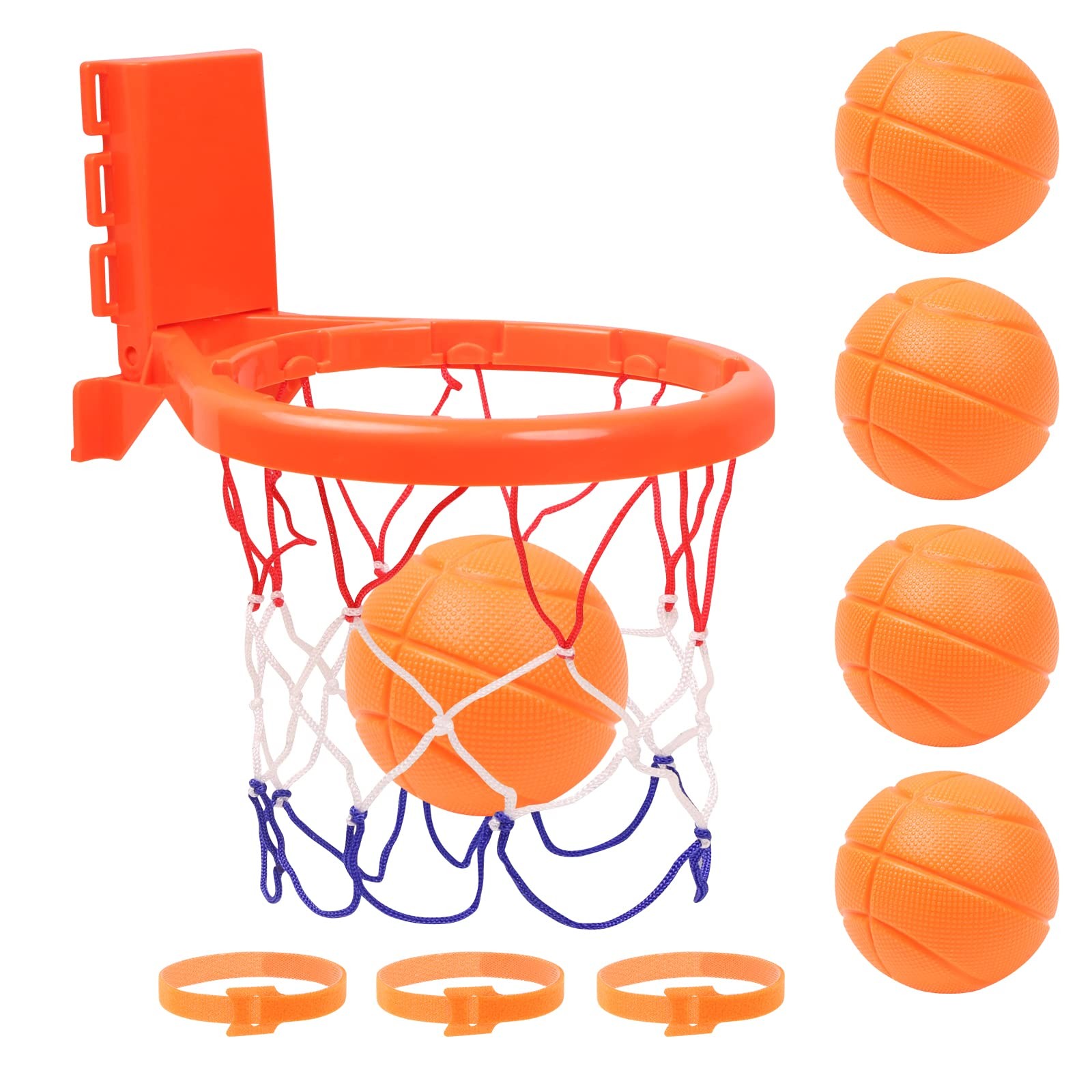 Delightful Toddler Bath Toys Basketball Set Hoop Fun Bath Time with 5 Balls Incl