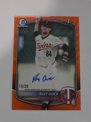 2025 BOWMAN DRAFT RILEY QUICK 1ST CHROME PROSPECT ORANGE WAVE REF. AUTO /25 RC