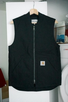 Carhartt WIP Men s Black Vest Size S Full Zip Stand-Up Collar Logo AB83348