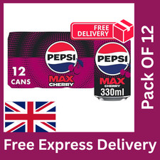 Image of Pepsi Max Cherry No Sugar Cola Cans 24 X 330Ml UK Fast & Free Delivery