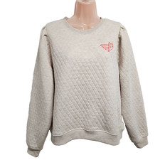 Marine Layer Quilted Pullover Sweatshirt Women Size L Oat