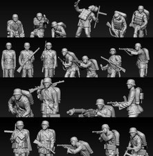 3D Printing 1/72 World War II German Soldier 22 Person Unpainted