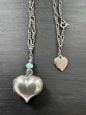 Vintage Sterling Silber Lucy Isaacs Puffy Herz Halskette