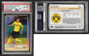 2018-19 Topps Chrome UCL Refractor Jadon Sancho #86 PSA 10 GEM MT Rookie RC