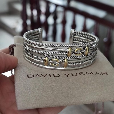 David Yurman Crossover Gold Cable Cuff Bracelet 
