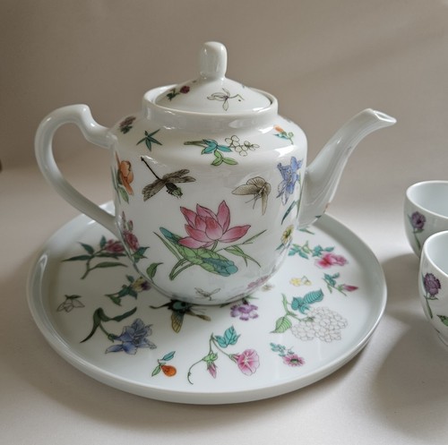 Chinesisches Porzellan Famille Rose Teeservice Qing Dynastie Qianlong Periode handbemalt - Bild 4 von 24