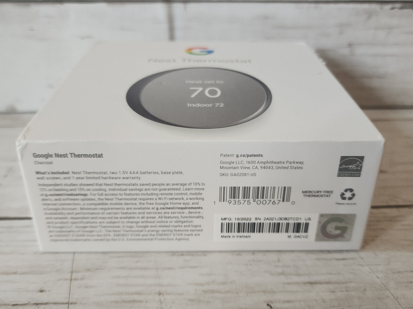 OPEN BOX Google Nest Home WiFi Bluetooth Programmable Smart Thermostat(Charcoal)