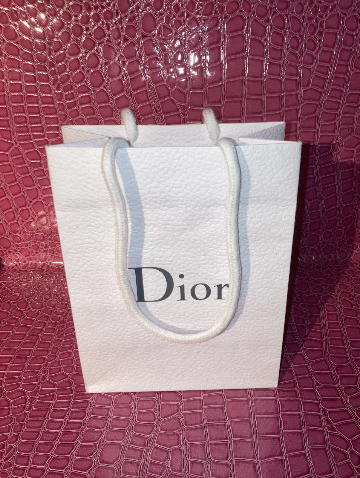 Sac en papier d'achat Christian DIOR texturé caillou blanc 5,9