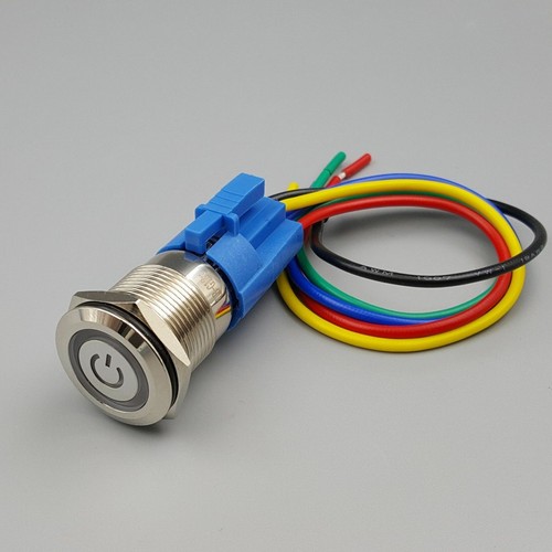 19mm Metal Waterproof 12V LED Power Symbol 5Pin ON OFF Car Push Button Switch - Picture 10 of 11