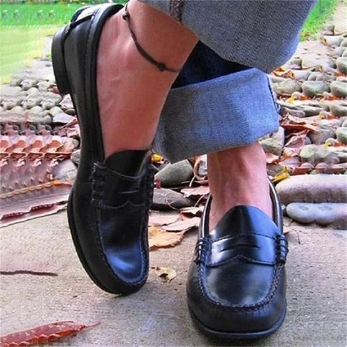 Womens Flats Oxfords Slip On Round Toe Loafers Leather Pumps Shoes Size Causal - Picture 8 of 27