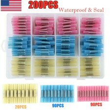 200pcs Assortment Heat Shrink Butt Wire Splice Connectors Set Crimp Terminal Kit