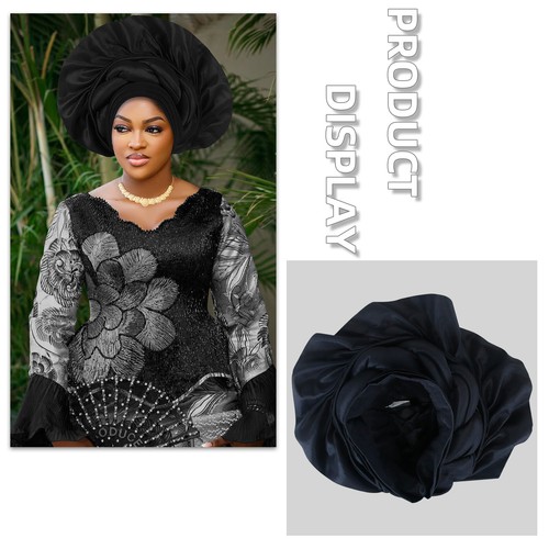 African Women Hijab Cap Aso Oke Headtie Auto Gele Nigerian Headwear Turban Hat - Picture 6 of 24