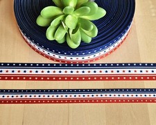 5/8  7/8" 1 YD Patriotic Grosgrain Ribbon American Flag 4th of July Stars