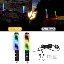 Pair 1FT Thick LED Whip Spiral Chasing RGB Fat COB Whip Lights For Polaris RZR