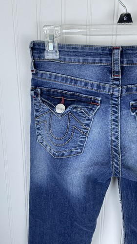 Pantalones de mezclilla azules para niñas True Religion World Tour talla 12 - Imagen 8 de 12