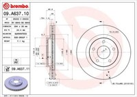 2X Brembo 09.A637.11 Bremsscheibe