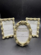 Mini Photo Picture Frame Metal Geniune Austrian Crystals Sheffield Home Set Of 3
