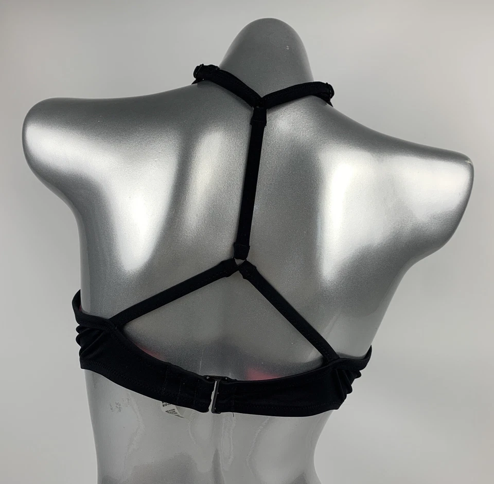 Victorias Secret PINK Bra M Black Underwire Padded Strapped Racer Back - Image 3 of 4