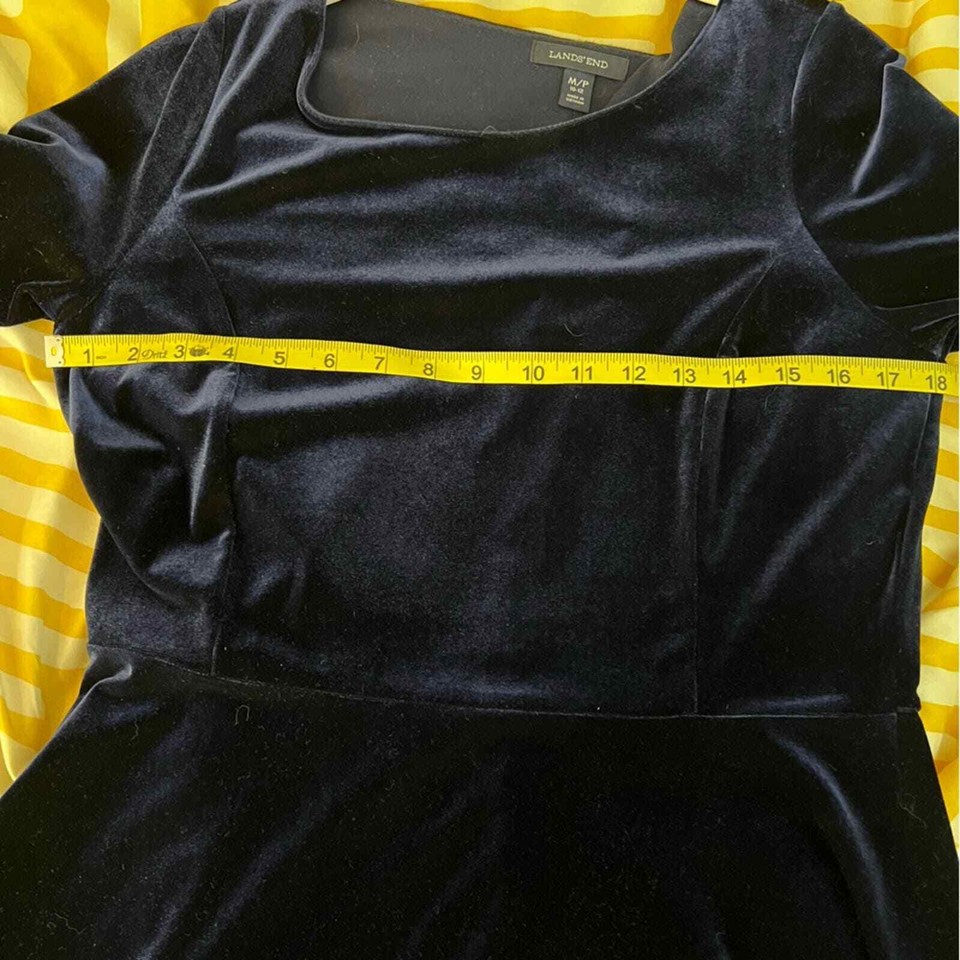 Lands End Navy Velvet Velour ALine Dress Size Medium Petite 1012 eBay