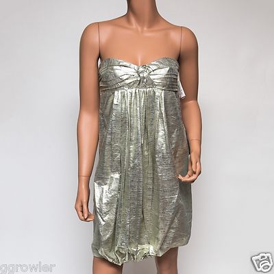 Stella McCartney Gold Silk Metallic Strapless Dress $1,995 IT 40 Small |  eBay