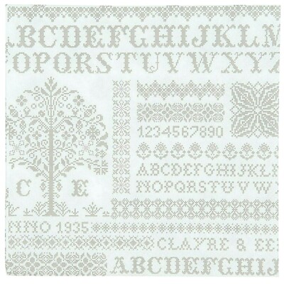 20 Servietten Papier 33 x 33 cm beige weiß Cross Stitched Pattern Clayre & Eef