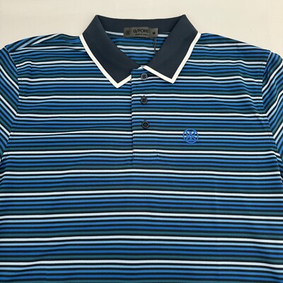G/FORE Men s Cinque Terre Tech Pique Polo Blue Striped Size M Golf