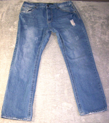 Fiend Jeans Men's 35X30 (Tag 38/32) Distressed Denim Company Straight