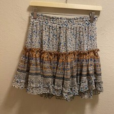 Misa Los Angeles Ruffle Tiered Floral Multicolor Mini Skirt Size S Made In USA