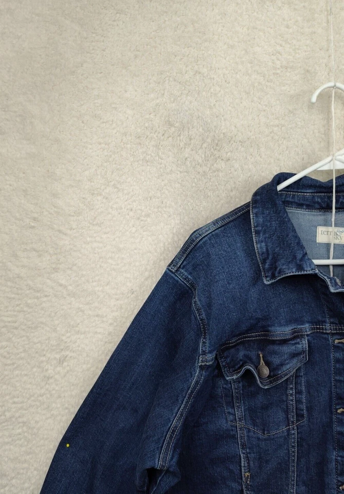 Chaqueta Terra Sky Mujer 22W Azul Algodón Manga Larga Con Botones Ajuste Regular Denim Foto 2 de 4