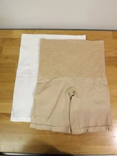 Breezies Seamless Long Leg Control Panties Set of Two-White/Sunbeige-2X-A305912