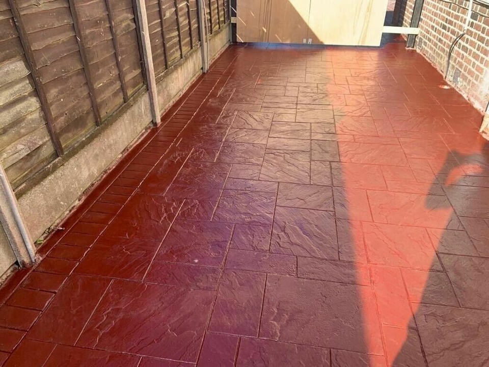 Imprinted concrete coloured driveway sealer paint pattern imprint 20