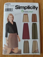 Plus Size 14-20 Skirt Sewing Pattern UNCUT A-Line Zip Back Simplicity 9825