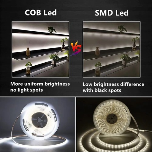 Striscia LED COB Luce 12V 24V 384Led/m 3mm Ultra Super Sottile 0,5m - 5m Flessibile - Foto 2 di 19