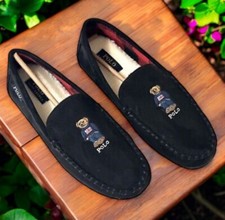 Polo Ralph Lauren RRL Bear Dark Navy Moccasin Shoes Mens 10 NEW Fast Ship