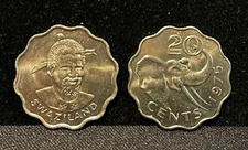 SWAZILAND 20 Cents 1975, 2nd Date, UNC Uncirculated BU, Pretty Coin KM:50