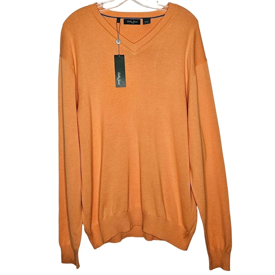 Suéter Bobby Jones Masculino Grande Laranja Algodão Pima Leve Preppy Golfe NOVO - Imagem 2 de 4