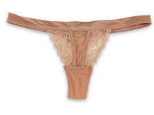 Victoria s Secret Vintage VTG MAUVE Satin Lace Up Mesh Thong Panties M