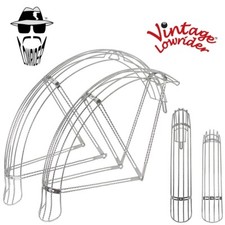 Vintage Lowrider 26" Flared Twisted Adjustable Chrome Bicycle Fenders W/5 Braces