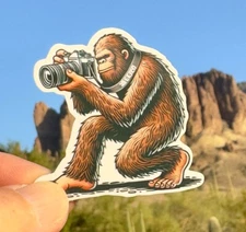 2" Bigfoot With Camera Sticker, Decal, Photography, Picture, Travel, Adventure