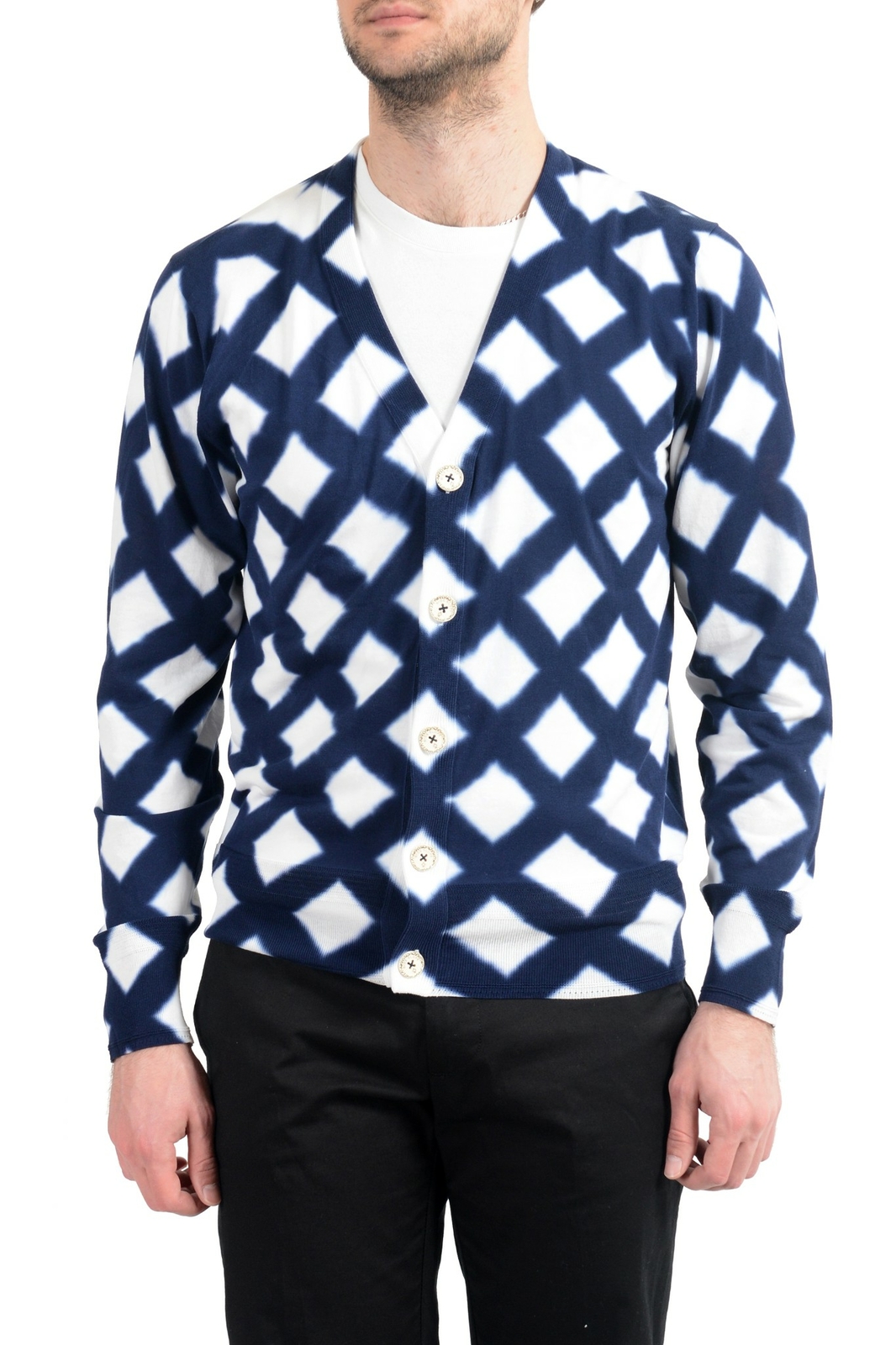 Мужской многоцветный кардиган-свитер с боковым наклоном