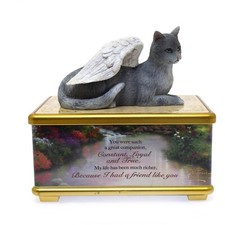 Thomas Kinkade My Forever Friend Cat Remembrance Box Gray Cat w/ Angel Wings
