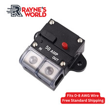 50 Amp 12-48V DC Inline Circuit Breaker with Dust Cover Car/Audio/Boat/Solar