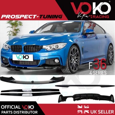 BMW F36 4ER GRAN COUPE GLANZ SCHWARZ BODYKIT SPLITTER DIFFUSOR SCHWELLER MSPORT